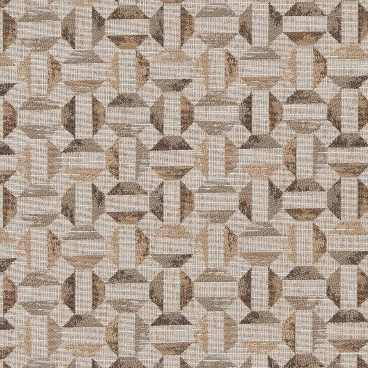 Natural Brown Geometric Woven Pattern Upholstery Fabric by The Yard - SKU: Graham Bronze